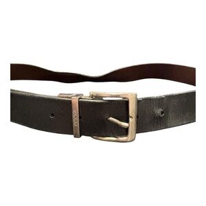 ECCO Black Genuine Leather Belt Silver Buckle Classic Men’s Size 40 BJ4
